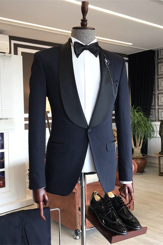 Ballbella is your ultimate source for Dark Navy Fashion Shawl Lapel One Button Wedding Men Suits. Our Dark Navy Shawl Lapel wedding groom Men Suits come in Bespoke styles &amp; colors with high quality and free shipping.