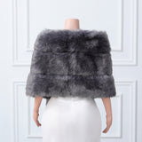 Dark silver fox three piece rectangular scarf Winter Wraps-Ballbella