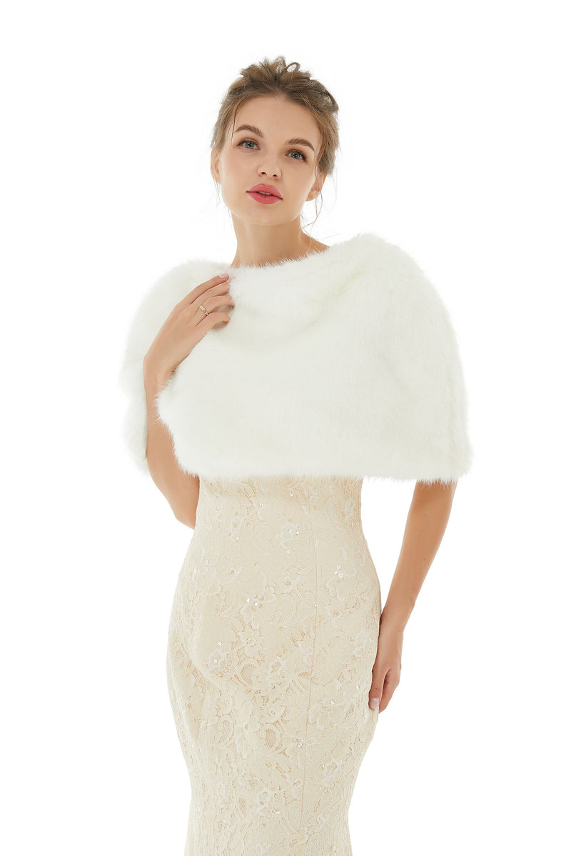 Delcy - Winter Faux Fur Wedding Wrap-Ballbella