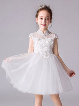 flower girl dresses Designed Neckline Sleeveless Bows Kids Social Party Dresses