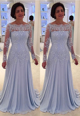 Elegant A-line Lace Long-Sleeve Mother-the-bride Dress-Ballbella