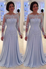 Elegant A-line Lace Long-Sleeve Mother-the-bride Dress-Ballbella