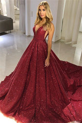 Elegant A-Line Straps Sleeveless V-Neck Floor-Length Prom Party Gowns-Ballbella