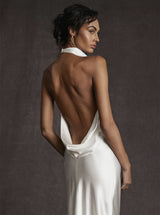 Elegant Backless High Neck Mermaid Wedding Dress On Sale-Ballbella