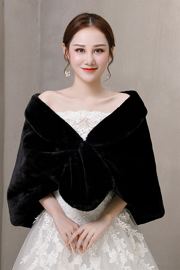 Elegant Black Ears-Embellished Wedding Dress Shawl-Ballbella