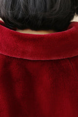 Elegant Burgundy Korean-Style Mink Cashmere Outerwear Winter Wedding Warmth Coat-Ballbella