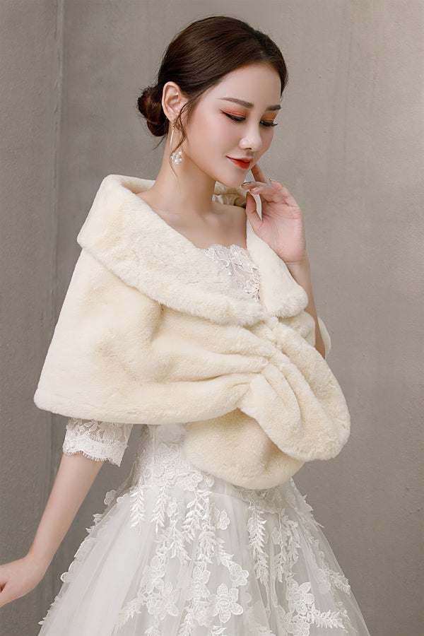 Elegant Khaki Ears-Trimmed Wedding Dress Shawl-Ballbella