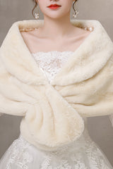 Elegant Khaki Ears-Trimmed Wedding Dress Shawl-Ballbella