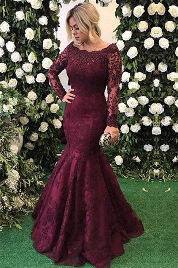 Looking for custom made elegant Long Sleeves mermaid lace appliques evening dress,  formal dress on sale. Free shipping,  high quality,  fast delivery,  made to order dress. Discount price. Affordable price. Ballbella