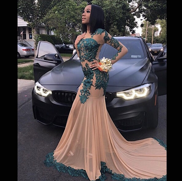 Elegant Long Sleeves Full Length Mermaid Prom Gown for Women with Train-Ballbella