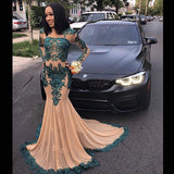 Elegant Long Sleeves Full Length Mermaid Prom Gown for Women with Train-Ballbella