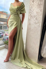 Elegant Portrait A Line Prom Dresses With Ruffles Long-Ballbella