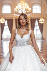 Fabulous Long Princess Long Sleevesless Wedding Dresses Online With Lace-Ballbella