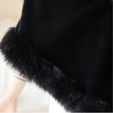 Faux Fur Rounded-Corner Wedding Gown Shawl in Black Bear and Fox Style-Ballbella