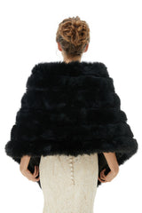 Faux Fur Wrap Black Women Faux Fur Shawl Wedding Wraps-Ballbella