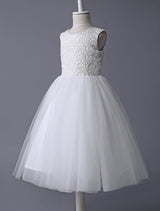 flower girl dress Ivory Lace Tulle Tutu First Communion Dresses Dress Sleeveless Short Kids Dinner Party Dress-Ballbella