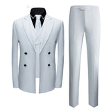 Formal White Business Men Suits with Three Pieces Peak Lapel Suit Online-Ballbella