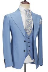 This Gentle Blue Peak Lapel Men Suit, Three-piece Men Formal Suit without Flap at Ballbella comes in all sizes for prom, wedding and business. Shop an amazing selection of Peaked Lapel Single Breasted Blue mens suits in cheap price.