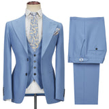 This Gentle Blue Peak Lapel Men Suit, Three-piece Men Formal Suit without Flap at Ballbella comes in all sizes for prom, wedding and business. Shop an amazing selection of Peaked Lapel Single Breasted Blue mens suits in cheap price.