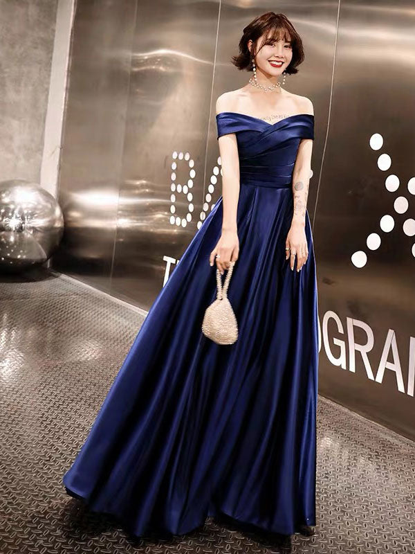 Evening Dresses Off The Shoulder evening dress Long Satin Maxi Dresses