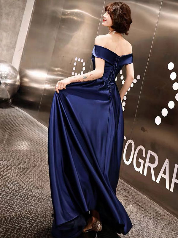 Evening Dresses Off The Shoulder evening dress Long Satin Maxi Dresses