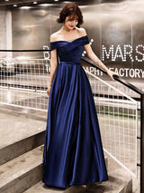 Evening Dresses Off The Shoulder evening dress Long Satin Maxi Dresses