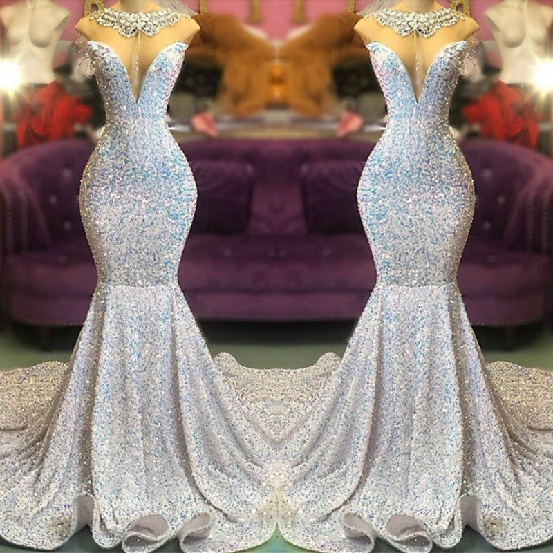 Glamorous Sequins Mermaid Long Evening Prom Dress Online-Ballbella