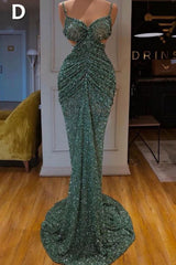 Glitter Off-the-Shoulder Slim Mermaid Prom Party GownsSleeveless Mermaid Evening Gowns-Ballbella