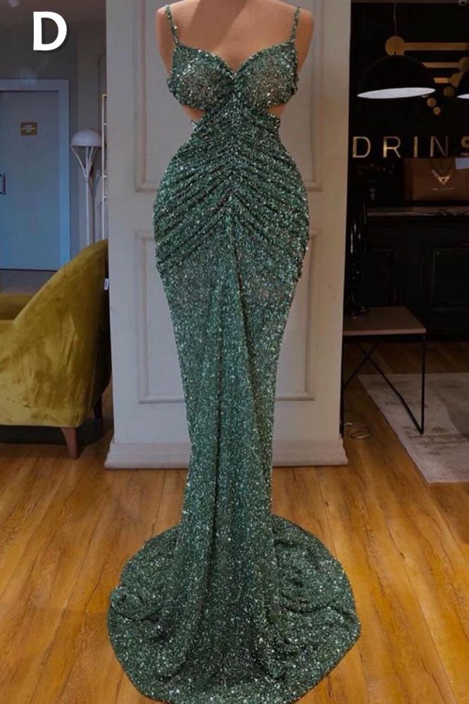 Glitter Off-the-Shoulder Slim Mermaid Prom Party GownsSleeveless Mermaid Evening Gowns-Ballbella