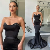 Gorgeous Black Mermaid Beadings Long Evening Gowns-Ballbella