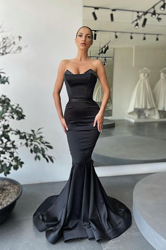 Gorgeous Black Mermaid Beadings Long Evening Gowns-Ballbella