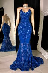 Gorgeous Halter V-Neck Sleeveless Mermaid Prom Dresses Sequins Long-Ballbella