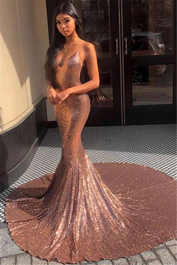 Still not know where to get your Gorgeous Spaghetti-Straps Sequins Mermaid Prom Party Gowns online? Ballbella offer you new arrival prom dresses at factory price,  fast delivery worldwide.