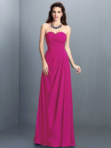 Gorgeous Sweetheart Pleats Sleeveless Long Chiffon Bridesmaid Dresses-Ballbella