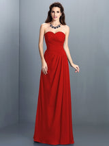 Gorgeous Sweetheart Pleats Sleeveless Long Chiffon Bridesmaid Dresses-Ballbella