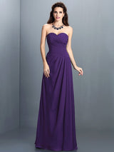 Gorgeous Sweetheart Pleats Sleeveless Long Chiffon Bridesmaid Dresses-Ballbella