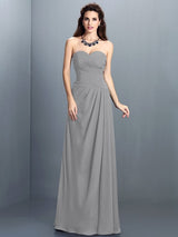 Gorgeous Sweetheart Pleats Sleeveless Long Chiffon Bridesmaid Dresses-Ballbella