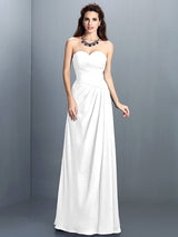 Gorgeous Sweetheart Pleats Sleeveless Long Chiffon Bridesmaid Dresses-Ballbella