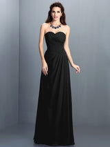 Gorgeous Sweetheart Pleats Sleeveless Long Chiffon Bridesmaid Dresses-Ballbella