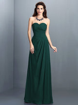 Gorgeous Sweetheart Pleats Sleeveless Long Chiffon Bridesmaid Dresses-Ballbella