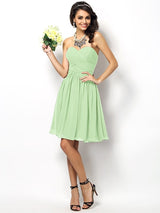 Gorgeous Sweetheart Pleats Sleeveless Short Chiffon Bridesmaid Dresses-Ballbella