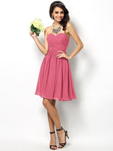 Gorgeous Sweetheart Pleats Sleeveless Short Chiffon Bridesmaid Dresses-Ballbella