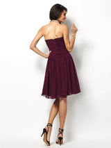 Gorgeous Sweetheart Pleats Sleeveless Short Chiffon Bridesmaid Dresses-Ballbella