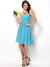 Gorgeous Sweetheart Pleats Sleeveless Short Chiffon Bridesmaid Dresses-Ballbella