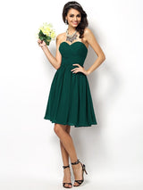 Gorgeous Sweetheart Pleats Sleeveless Short Chiffon Bridesmaid Dresses-Ballbella