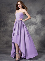 Gorgeous Sweetheart Ruffles Sleeveless High Low Chiffon Bridesmaid Dresses-Ballbella