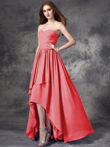 Gorgeous Sweetheart Ruffles Sleeveless High Low Chiffon Bridesmaid Dresses-Ballbella