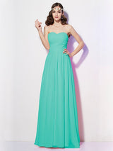 Gorgeous Sweetheart Sleeveless Long Pleats Chiffon Bridesmaid Dresses-Ballbella