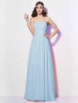 Gorgeous Sweetheart Sleeveless Long Pleats Chiffon Bridesmaid Dresses-Ballbella