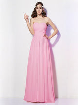 Gorgeous Sweetheart Sleeveless Long Pleats Chiffon Bridesmaid Dresses-Ballbella